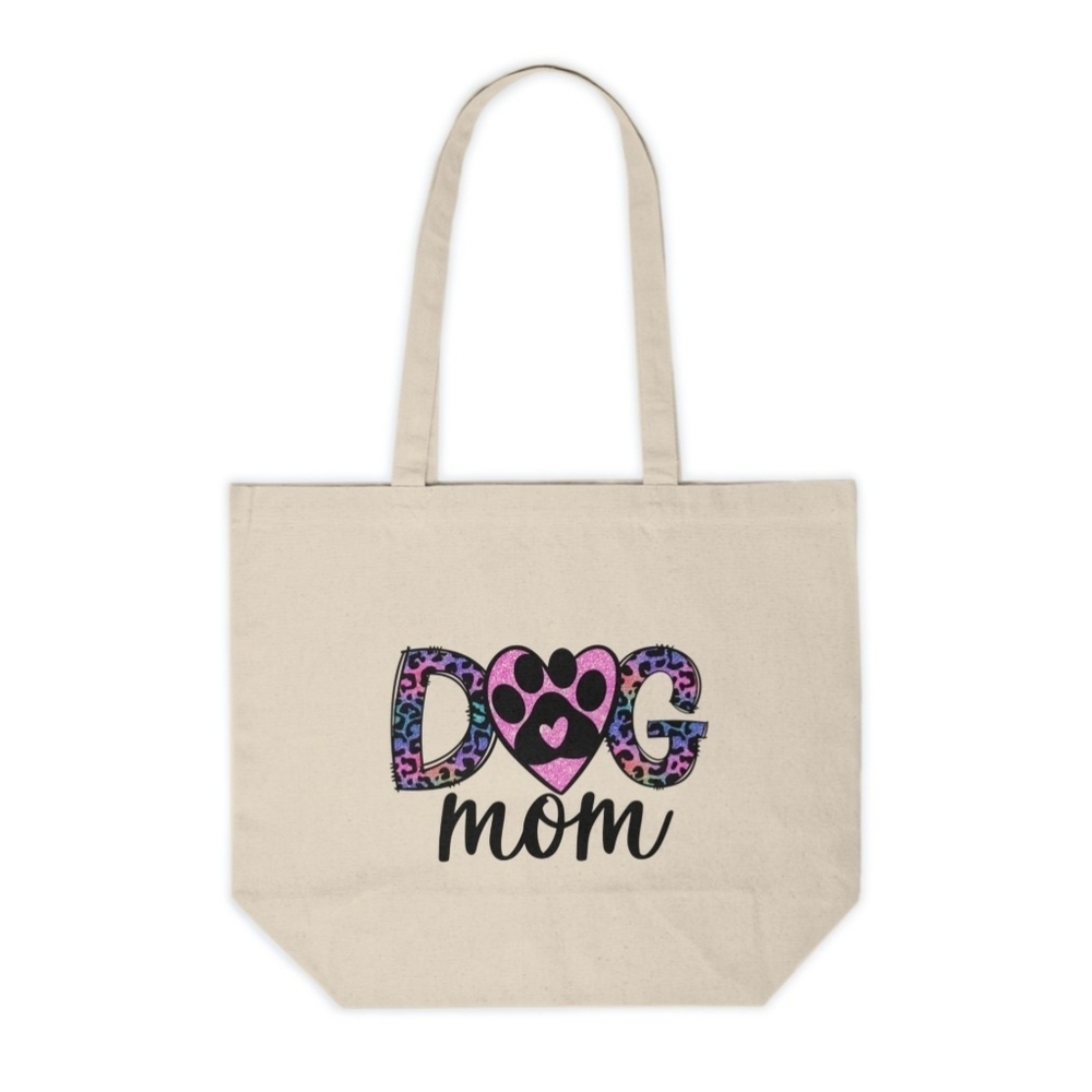 Dog Mom Animal Print Custom Canvas Tote Bag